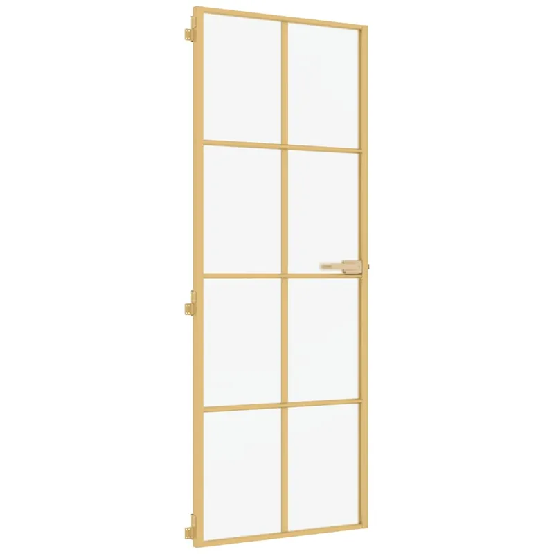 vidaXL Porta Interni Sottile Oro 76x201,5cm Vetro Temperato Alluminio Veilige Betaling