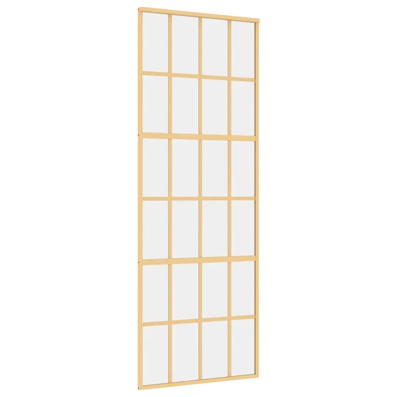 Favoriet vidaXL Porta Scorrevole Dorata 76x205 Vetro Trasparente ESG Alluminio