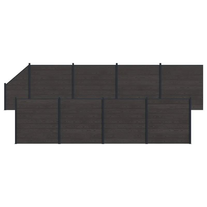 vidaXL Set di Recinzione 9 pcs 1484 x 186 cm WPC e Alluminio Nero Alleen Vandaag