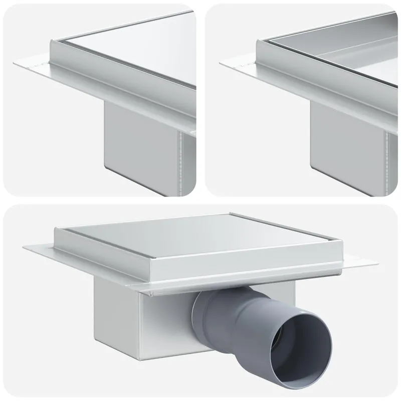 Weekendaanbieding vidaXL Drenaggio doccia 2 in 1 Argento 15 x 15 cm Acciaio Inox 304
