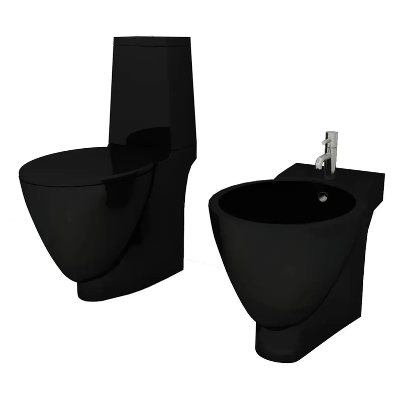 Meest Verkocht vidaXL Set Toilette e Bidè in Ceramica Nero