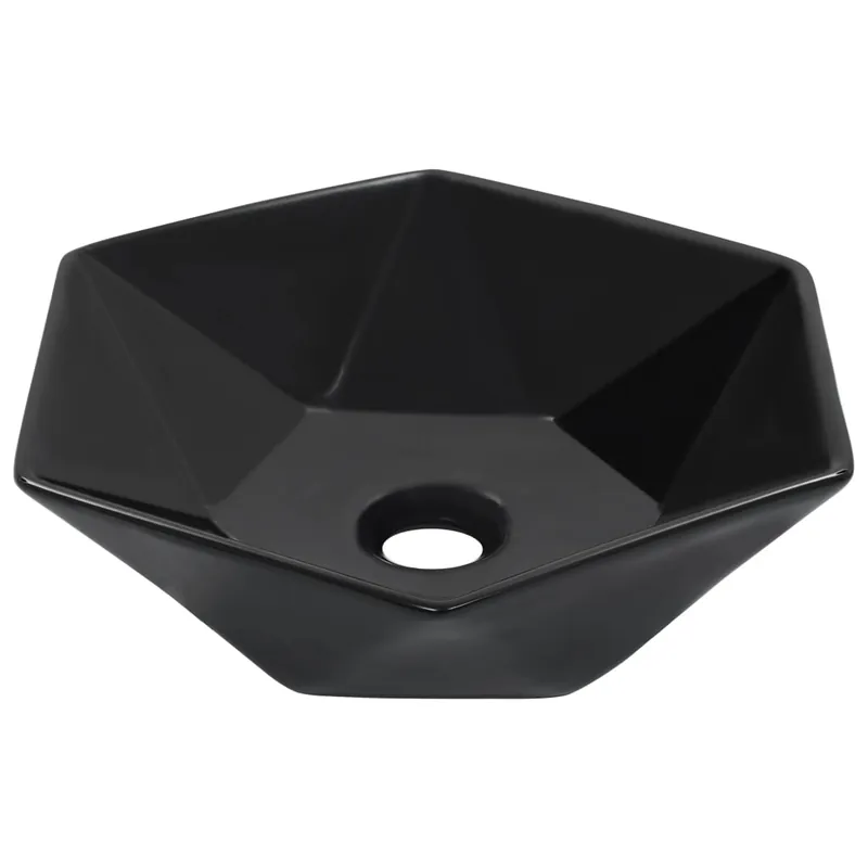 vidaXL Lavandino 41x36,5x12 cm in Ceramica Nero Finale Uitverkoop