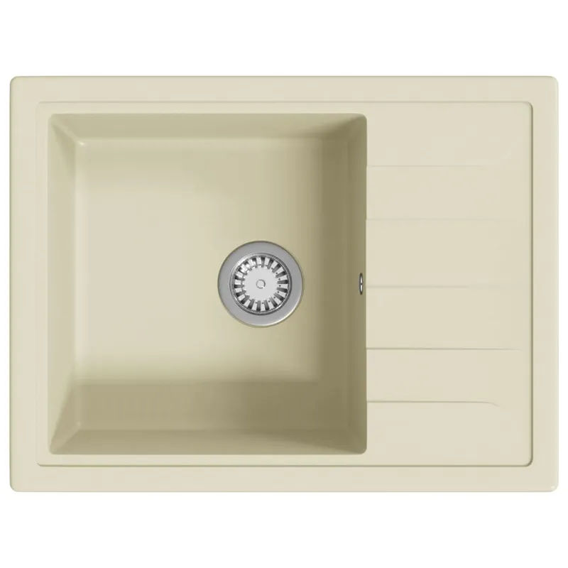 vidaXL Lavello da Cucina con Foro Troppopieno Ovale Beige in Granito Korting