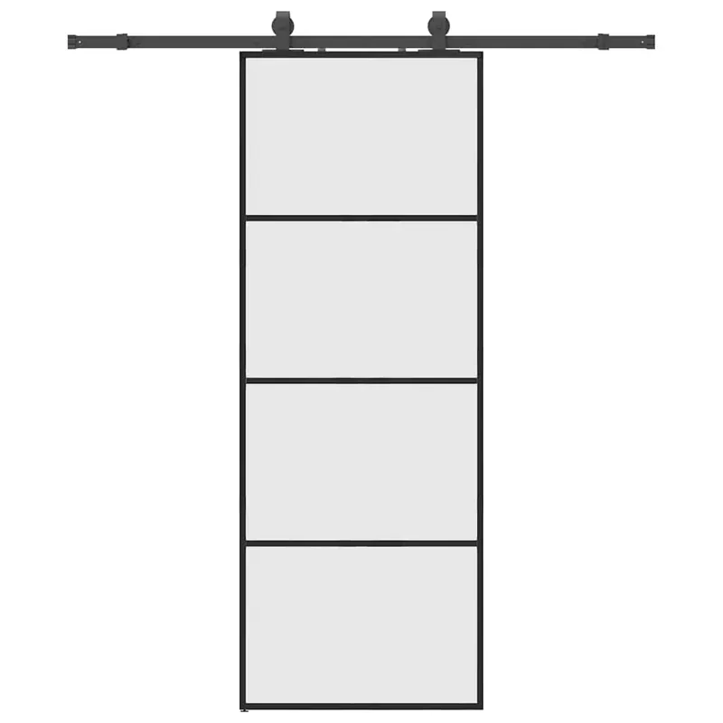 vidaXL Porta Scorrevole con Ferramenta Nera 76x205 cm in Vetro ESG Betaalbaar