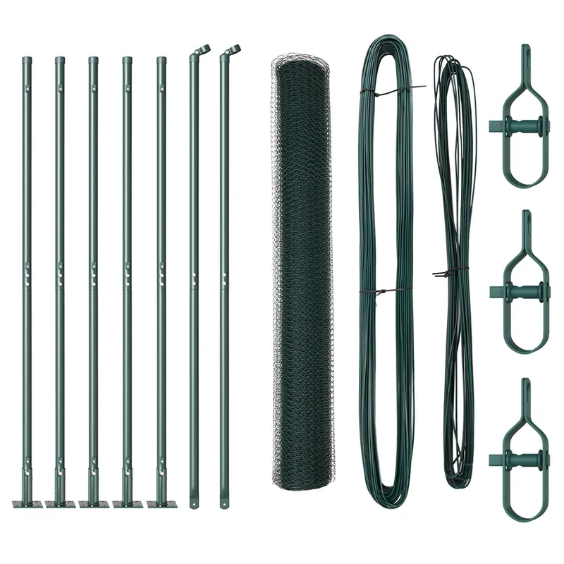 vidaXL Recinzione esagonale con base in cemento 10 x 1 m Verde Rete Weekendaanbieding
