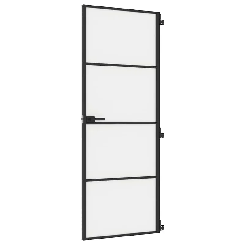 vidaXL Porta per Interni Nera 76x201,5cm Vetro Temperato e Alluminio Finale Uitverkoop