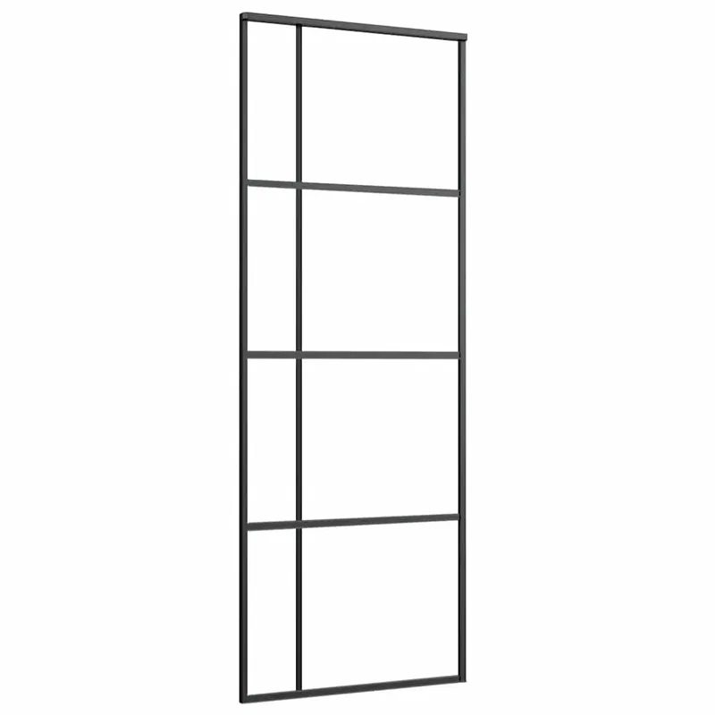 vidaXL Porta Scorrevole ESG Vetro e Alluminio 76x205 cm Nera Beperkte Voorraad