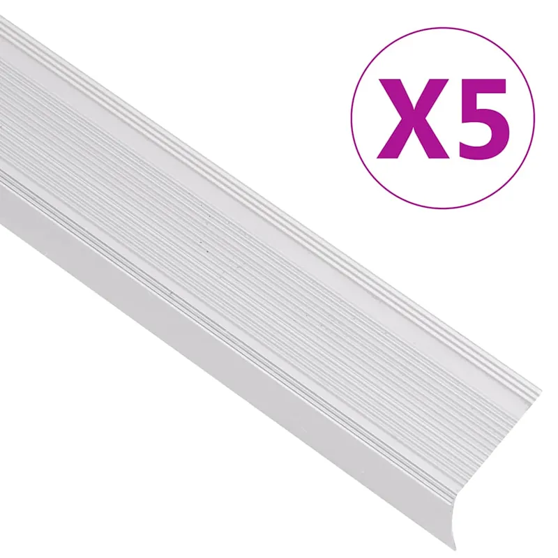 Direct Verzonden vidaXL Profili a L per Gradini 5 pz in Alluminio 100 cm Argento
