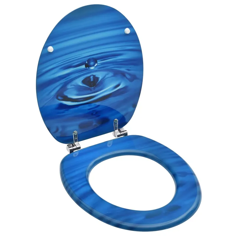 Laatste Versie vidaXL Tavoletta WC con Coperchio MDF Blu Design Goccia d‘Acqua
