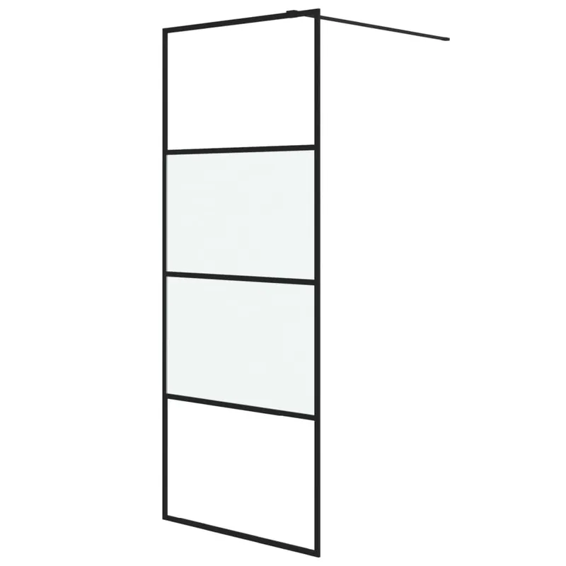 Express Levering vidaXL Parete Doccia Walk in Nera 80x195 cm Vetro Semi Smerigliato ESG