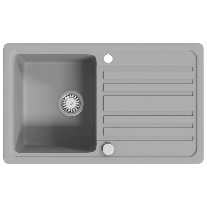 Lage Kosten Lavandino cucina granito singolo con scolapiatti reversibile grigio