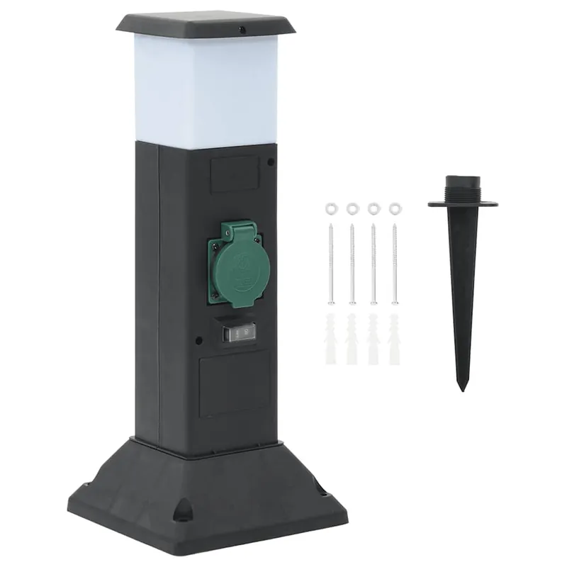 vidaXL Colonna Presa Esterno con Lampada e Picchetto 2Vie 16x16x39,5cm Lage Prijs
