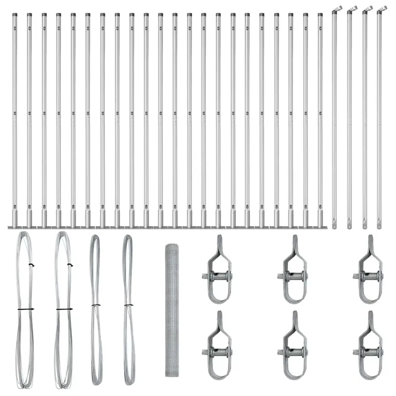 Hete Deal vidaXL Recinzione esagonale con base in cemento 50 x 1,4 m Argento