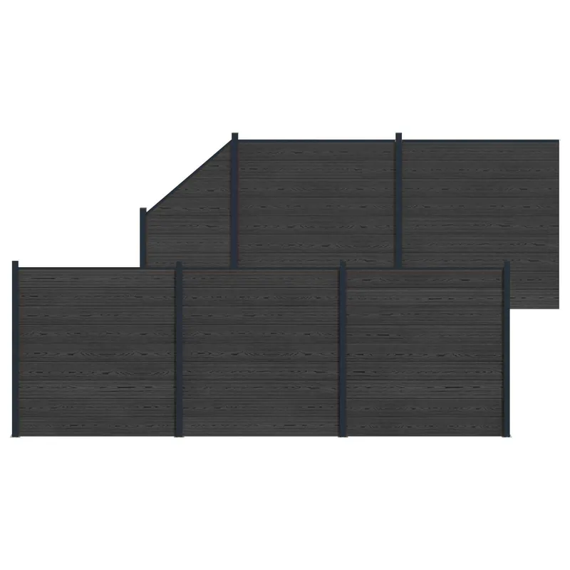 Gecertificeerd vidaXL Set di Recinzione 6 pcs 965 x 186 cm WPC e Alluminio Nero