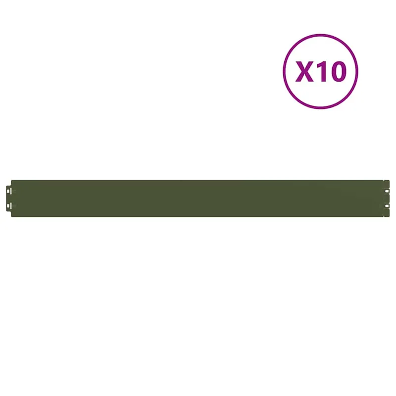 vidaXL Bordure per Prato 10 pz Verde Oliva Acciaio Laminato a Freddo Flitsaanbieding