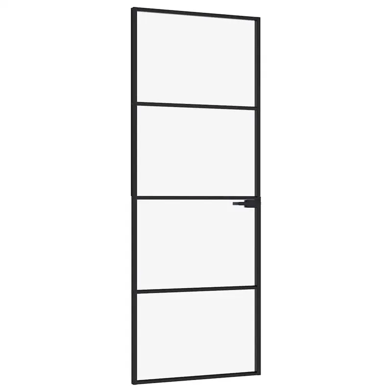 vidaXL Porta Interna Nera 76x201,5cm Vetro Temperato Alluminio Sottile Dagaanbieding