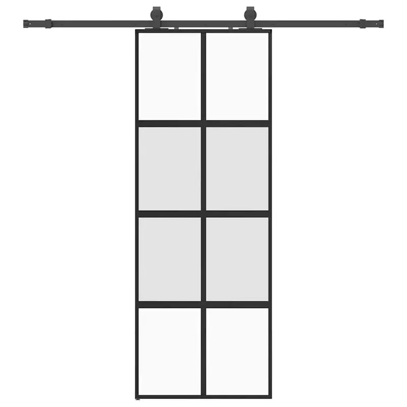 vidaXL Porta Scorrevole Set Ferramenta Nera 76x205 cm Vetro Temperato Finale Uitverkoop