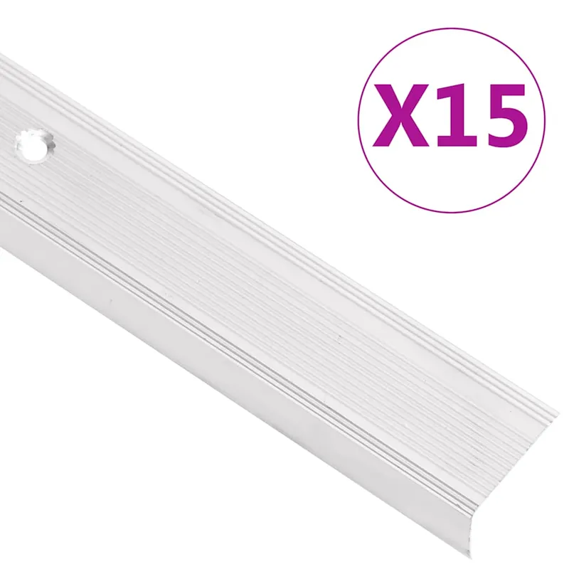 Direct Verzonden vidaXL Profili a L per Gradini 15 pz in Alluminio 90 cm Argento