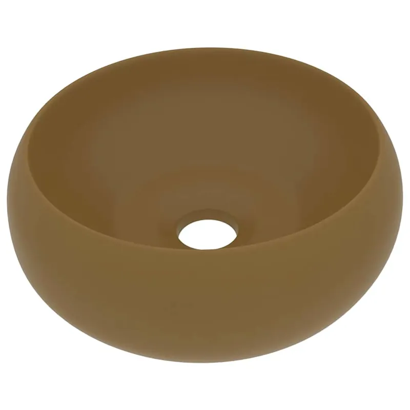 vidaXL Lavandino Lusso Rotondo Crema Opaco 40x15 cm in Ceramica Seizoensaanbieding
