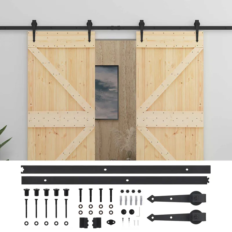 vidaXL Porta scorrevole 2 pcs Naturale e Nero Legno Massello di Pino Bestseller