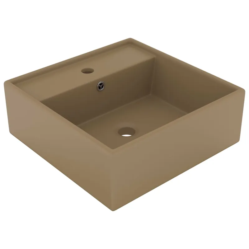 vidaXL Lavabo Troppopieno Quadrato Crema Opaco 41x41cm Ceramica Bestseller