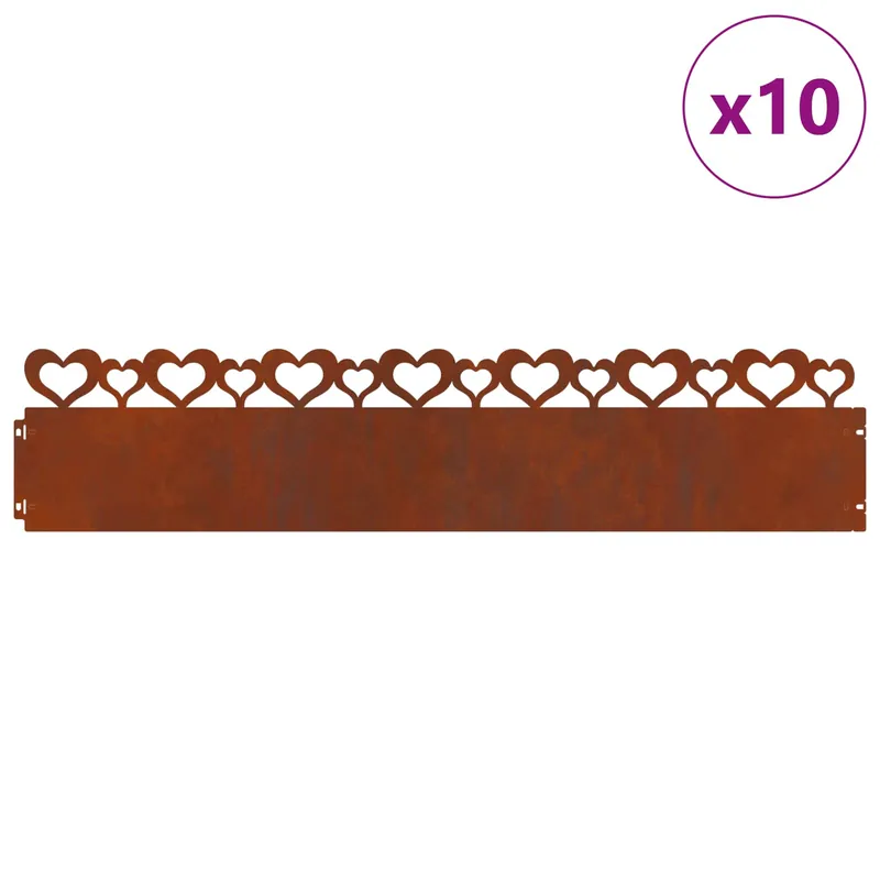 Seizoensaanbieding vidaXL Bordure per prato 10 pcs Ruggine 103 x 0,05 x 22 cm