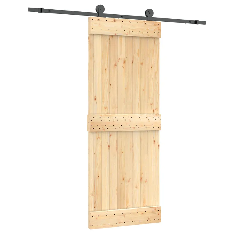 vidaXL Porta scorrevole Naturale e Nero 80 x 210 cm Bestel Nu