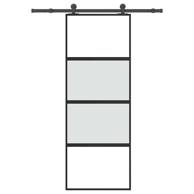 Gereduceerde Prijs vidaXL Porta Scorrevole Ferramenta 76x205 cm Vetro Temperato Alluminio
