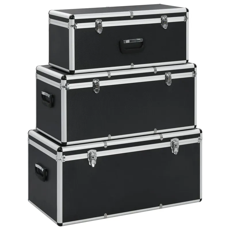 Korting vidaXL Valigette 3 pz in Alluminio Nero