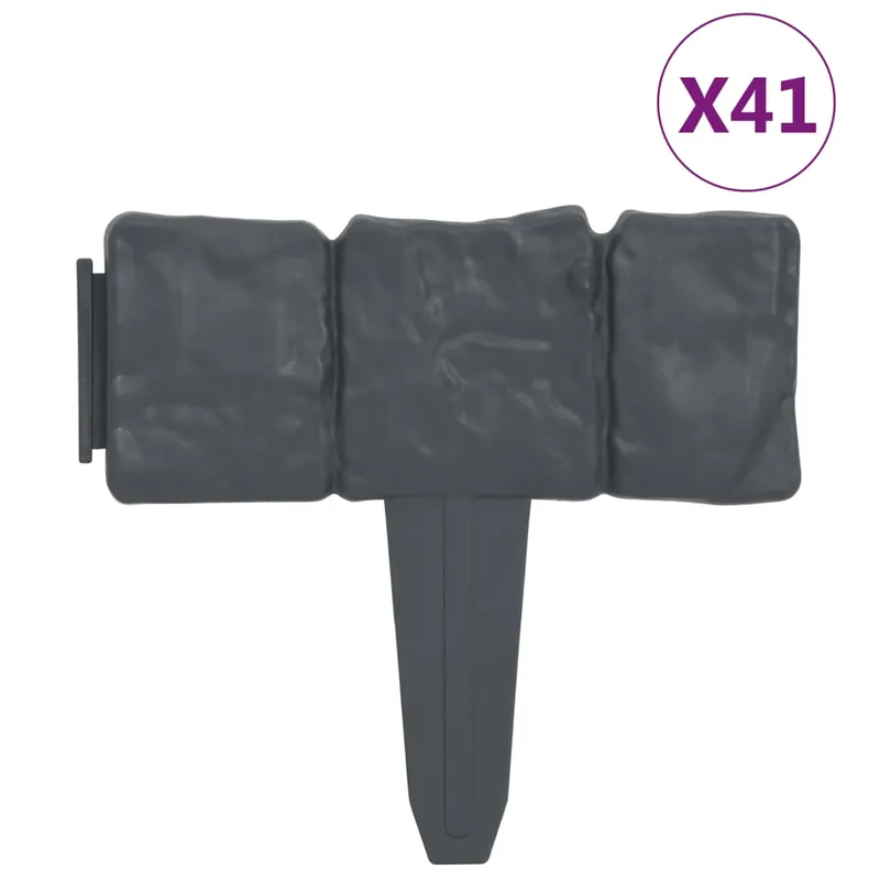 vidaXL Bordura di Recinzione Prato Effetto Pietra 41 pz Plastica 10 m Betaalbaar