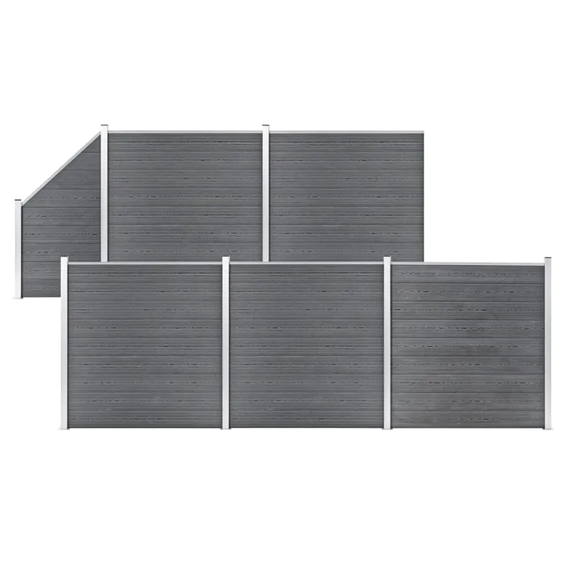 Uitverkoop vidaXL Pannelli Recinzione WPC 5 Quadrati 1 Inclinato 965x186 cm Grigi