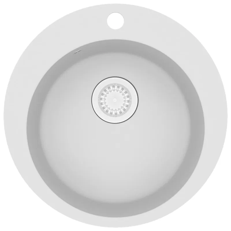 vidaXL Lavello da Cucina in Granito Vasca Singola Tonda Bianco Gereduceerde Prijs