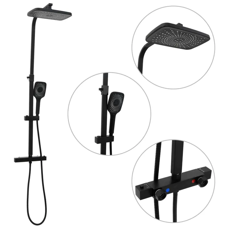 vidaXL Set Soffione Doccia Duale con Miscelatore e Tubo Ottone Nero Betrouwbaar