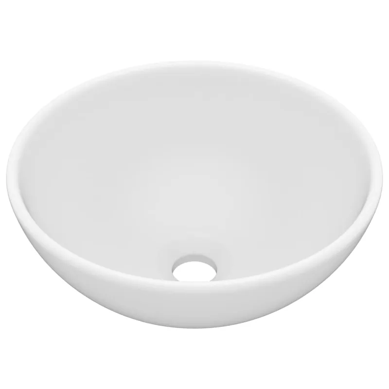 vidaXL Lavandino Lusso Rotondo Bianco Opaco 32,5x14 cm in Ceramica Betrouwbaar