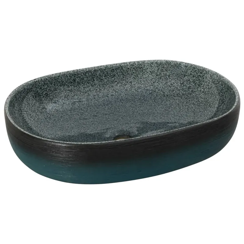 Voordeelprijs vidaXL Lavabo da Appoggio Turchese Ovale 59x40x14 cm Ceramica