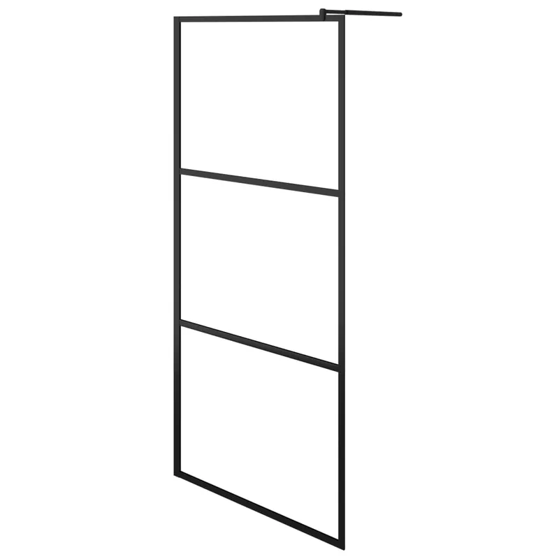 vidaXL Parete Doccia Walk-in in Vetro Trasparente ESG Nera 80x195 cm Direct Verzonden