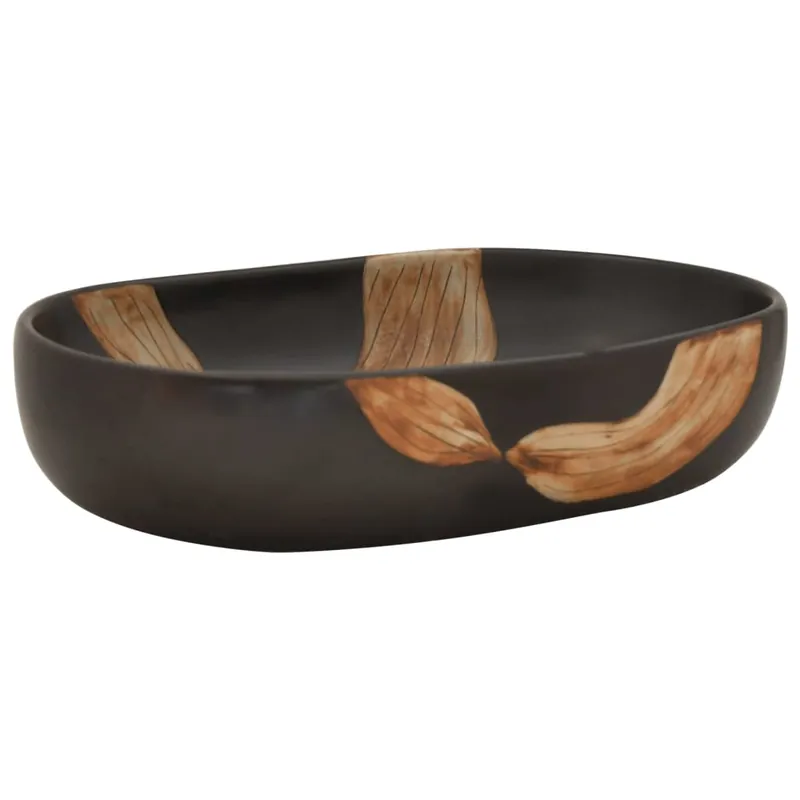 Aanbieding vidaXL Lavabo da Appoggio Nero Ovale 59x40x14 cm Ceramica