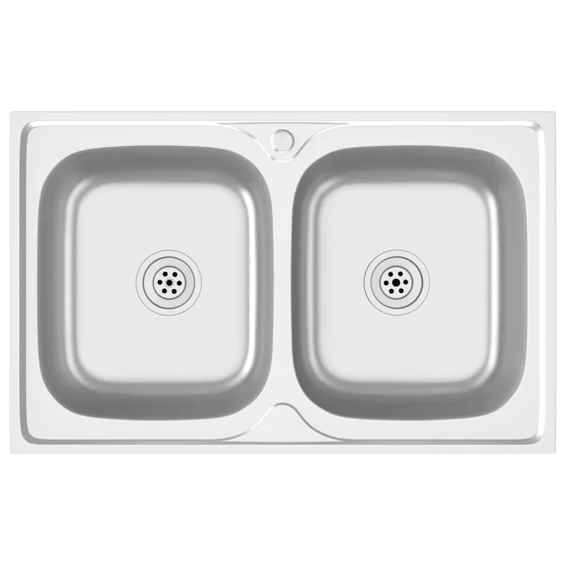 Betrouwbaar vidaXL Lavello Cucina Doppia Vasca 800x500x155 mm Argento Acciaio Inox
