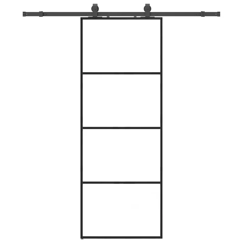 Op = Op vidaXL Porta Scorrevole con Ferramenta Nera 76x205 cm in Vetro ESG