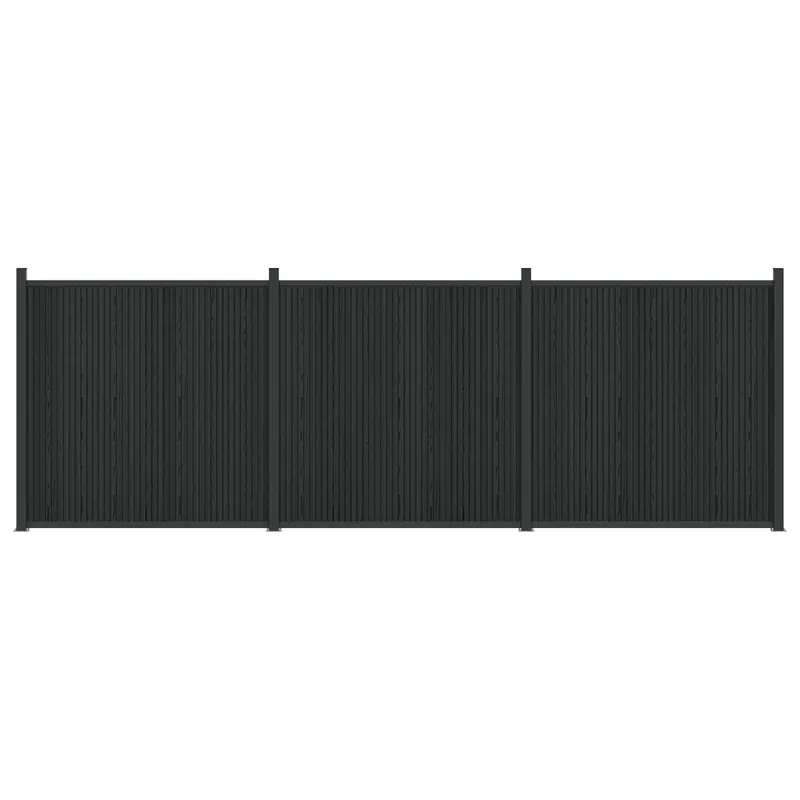 vidaXL Pannello di Recinzione 3 pcs WPC e Alluminio Nero Populair