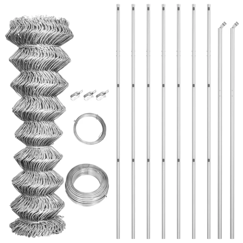 Laatste Kans vidaXL Recinzione in Rete con Pali in Acciaio Zincato 15x1,5 m Argento