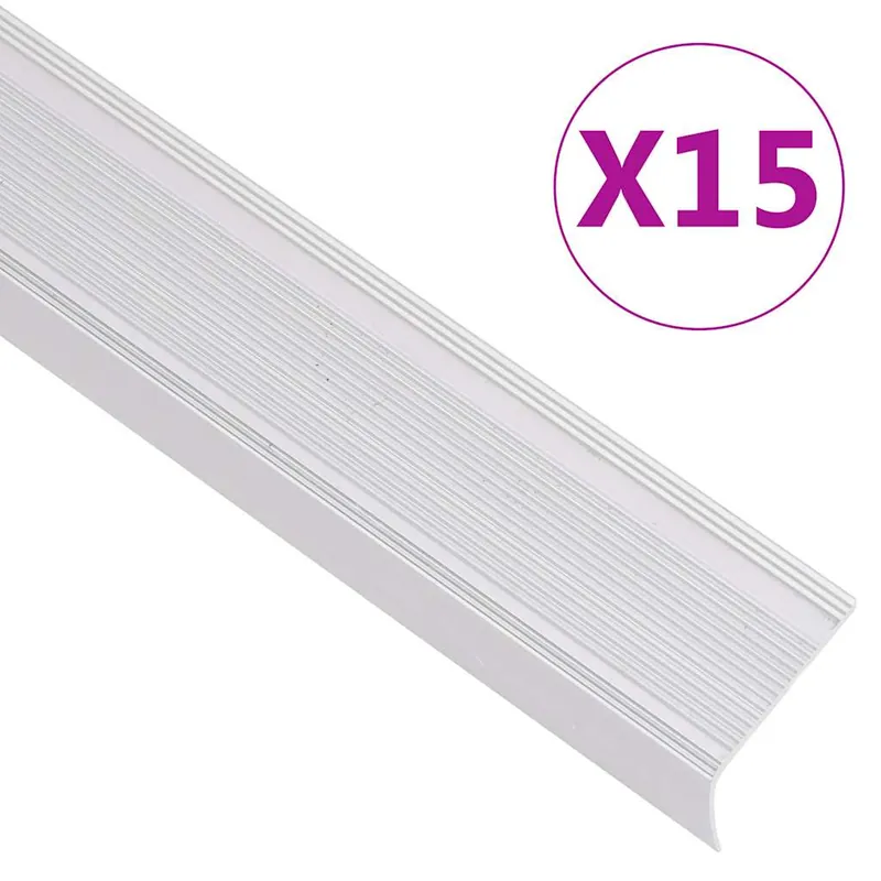 Actieprijs vidaXL Profili a L per Gradini 15 pz in Alluminio 90 cm Argento