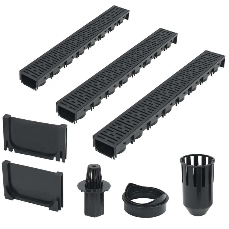 vidaXL Canalette di Drenaggio 3 pz Plastica 3 m Bestel Nu