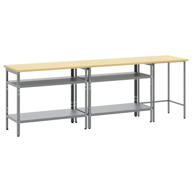 vidaXL Set banco da lavoro con lo scaffale 3 pcs Beige e grigio Finale Uitverkoop