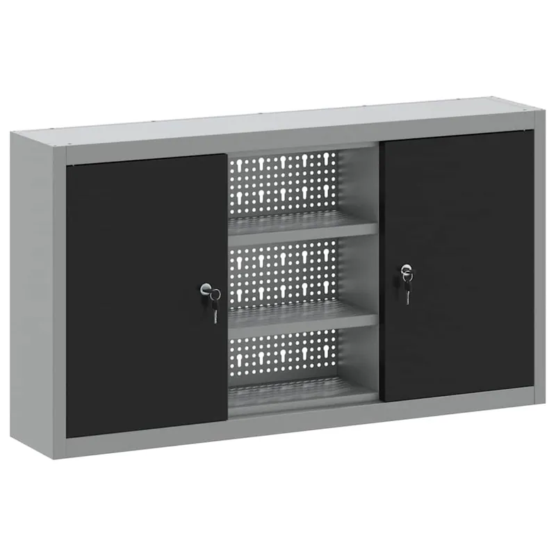 Gecertificeerd vidaXL Mobile per attrezzi con blocco Nero e Grigio 100 x 20 x 55 cm