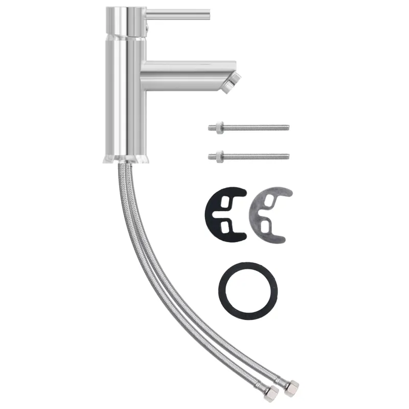 vidaXL Rubinetto per Lavabo del Bagno Finitura Cromo 30x176 mm Premium