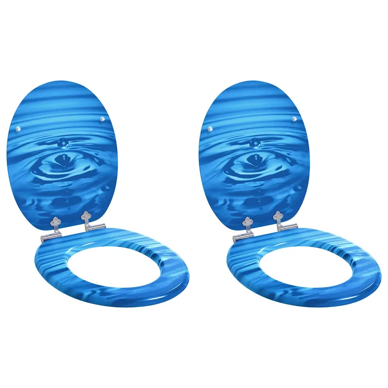 Betaalbaar vidaXL Sedile per toilette con chiusura morbida 2 pcs Goccia blu