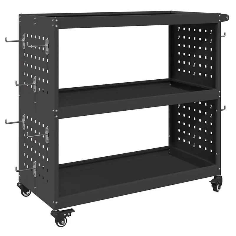 Alleen Vandaag vidaXL Carrello per Attrezzi con lo scaffale Nero 75 x 35 x 73 cm