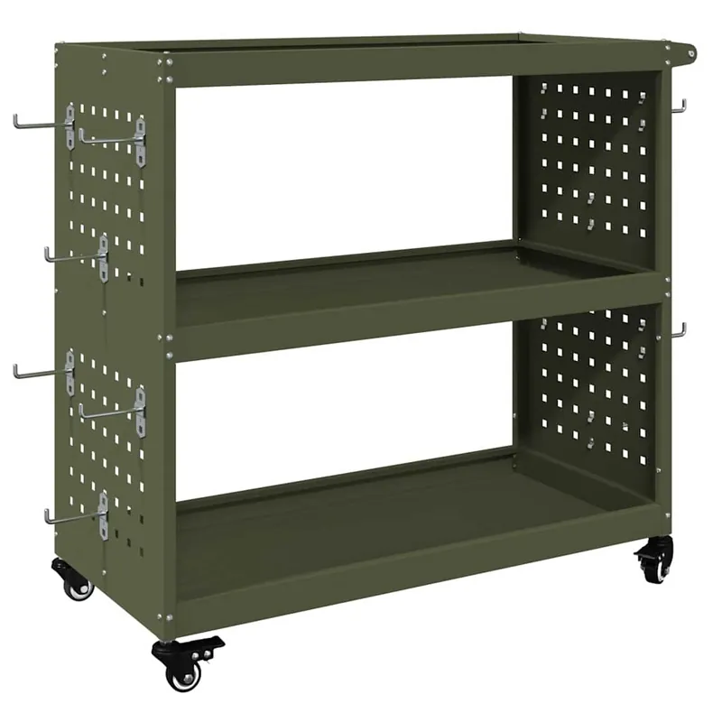 vidaXL Carrello per Attrezzi con ruota Verde oliva 75 x 35 x 73 cm Goedkoop