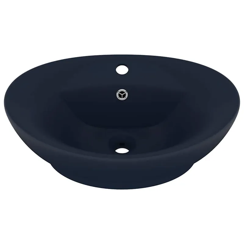 Bestseller vidaXL Lavabo con Troppopieno Ovale Blu Scuro Opaco 58,5x39cm Ceramica